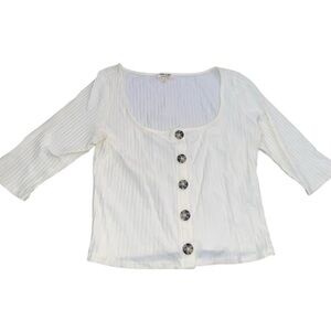 Heart & Hips Womens Cardigan Sweater Front Button White Size Large